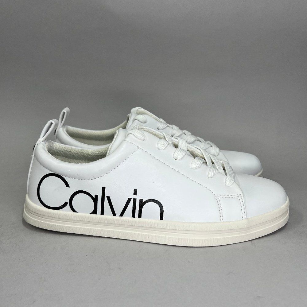 Calvin Klein Maddie Shoes Women's Size‎ 6.5 White Leather Low Lace Up Sneakers